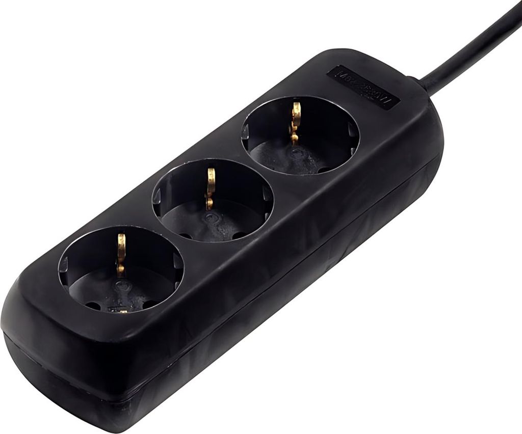 Hama 0003039, 3 AC-Ausgänge, 230 V, 50 Hz, 3500 W, Schwarz, Produktbild 