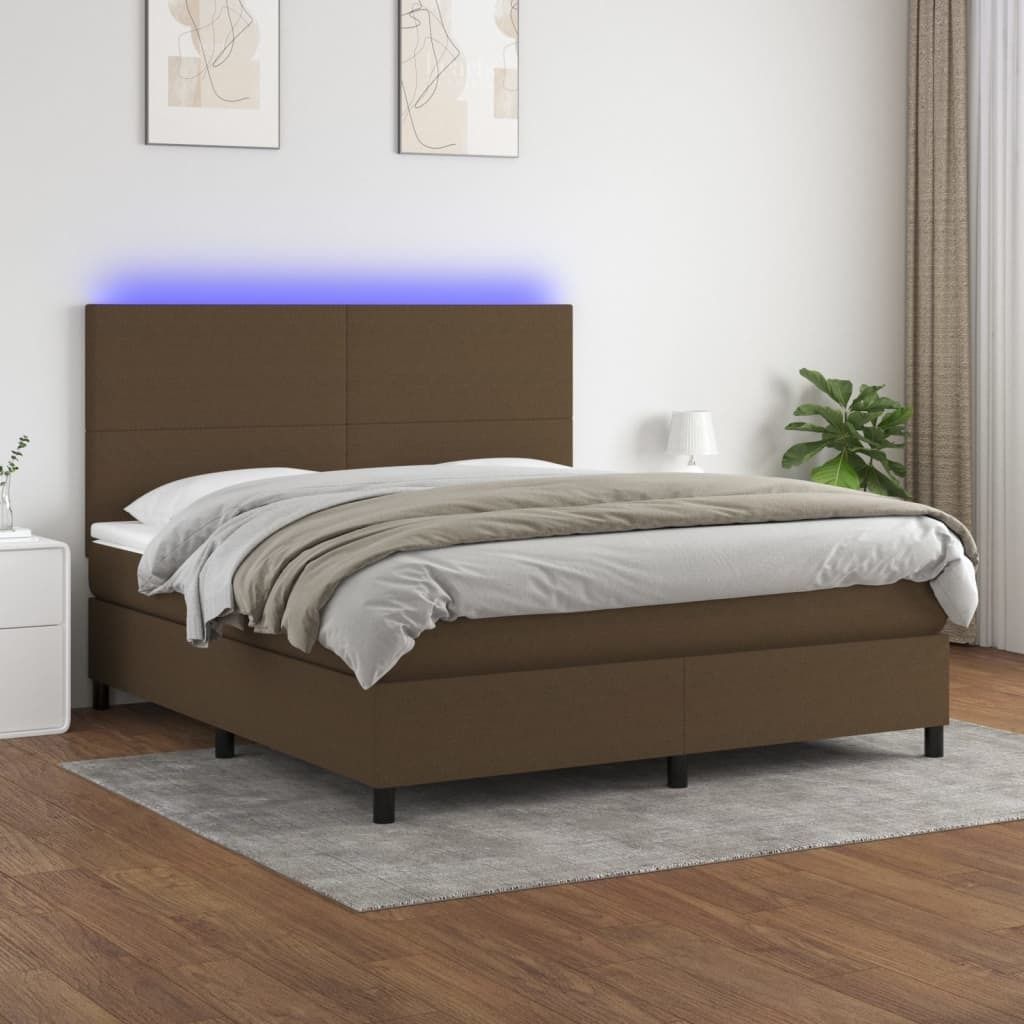 Maison Exclusive - Boxspringbett mit Matratze & LED Dunkelbraun 180x200 cm Stoff