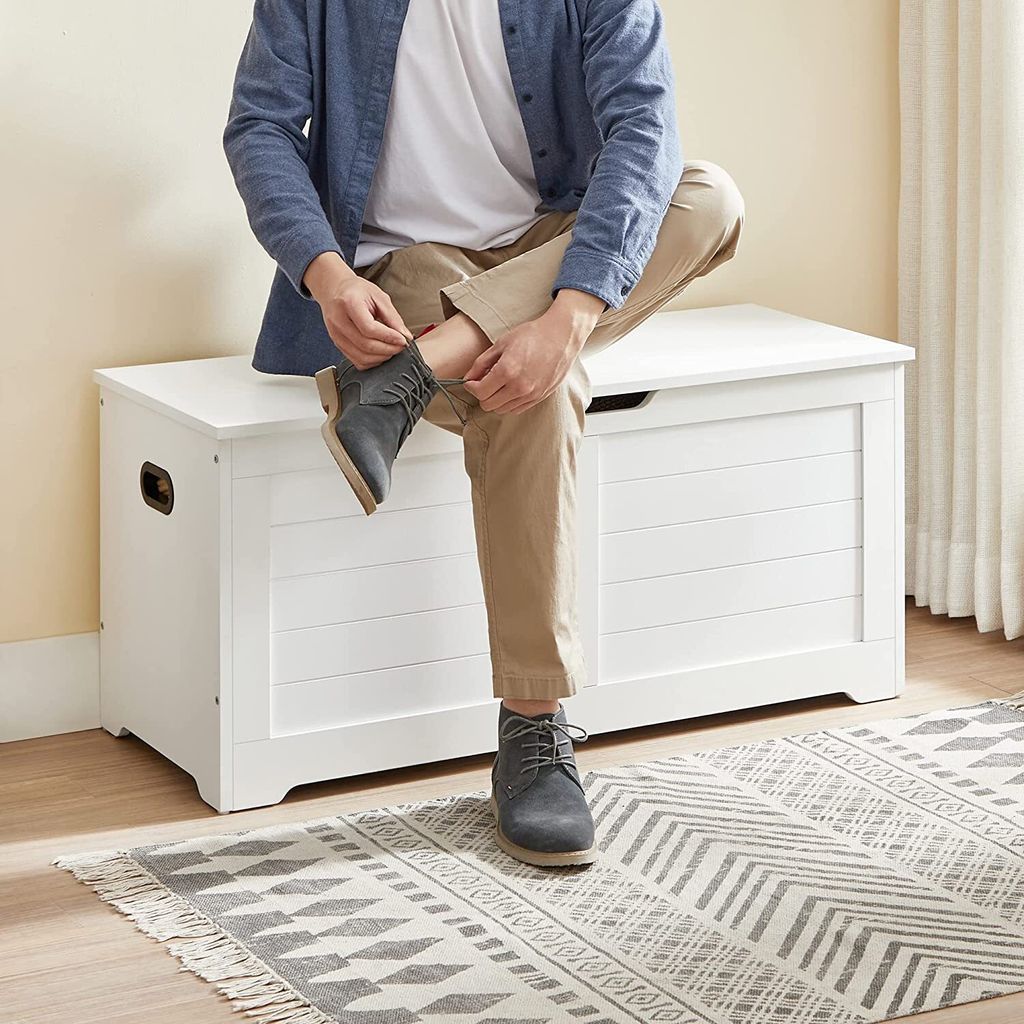 VASAGLE Schuhbank mit Stauraum, Länge 100 cm, Weiß Produktbild 5