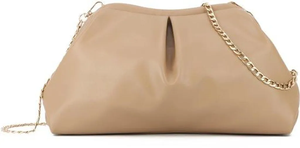 Sac de soirée plissé en similicuir - Pochette de cérémonie chic noir
