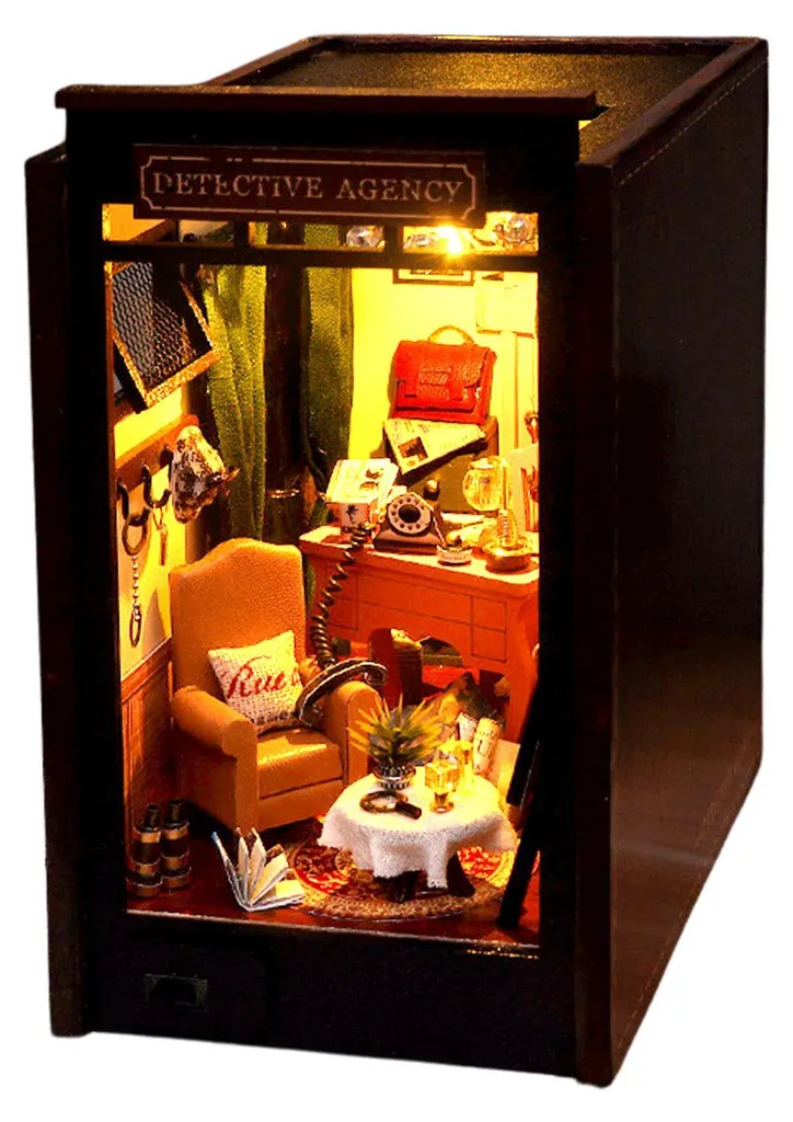 Maquette serre-livres DIY Détective - Kit déco bibliothèque bois - 11