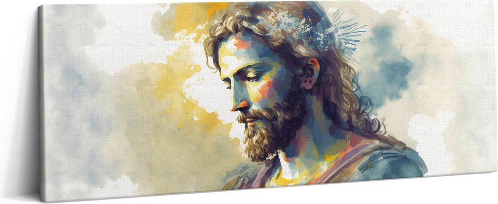 Buntes Gemälde von Jesus – Leinwandbild Wandbild – 125x50 cm – Leinwandbilder – Wandbilder – Schlafzimmer – Flur