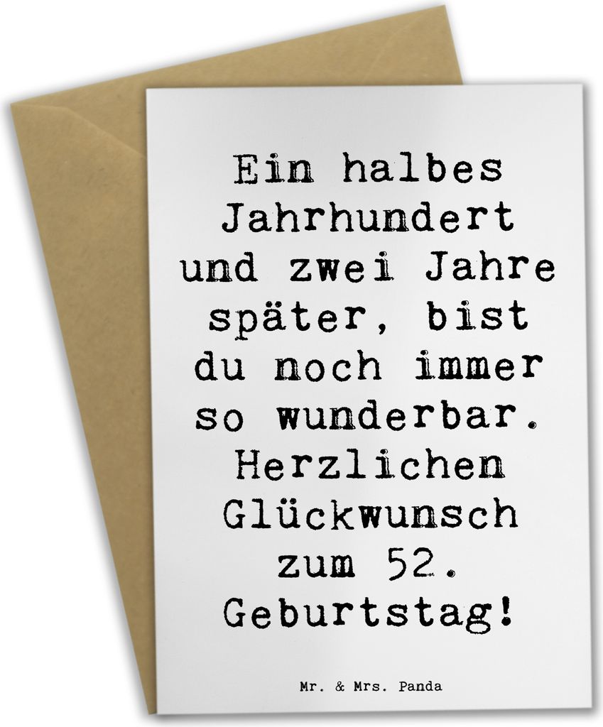 Mr. & Mrs. Panda neujahrskarte Spruch 52. Geburtstag - Weiß - Geschenk, Geburtstagsgruß, Glückwunsch, weihnachtskarten, babykarte, liebevolle Bo...