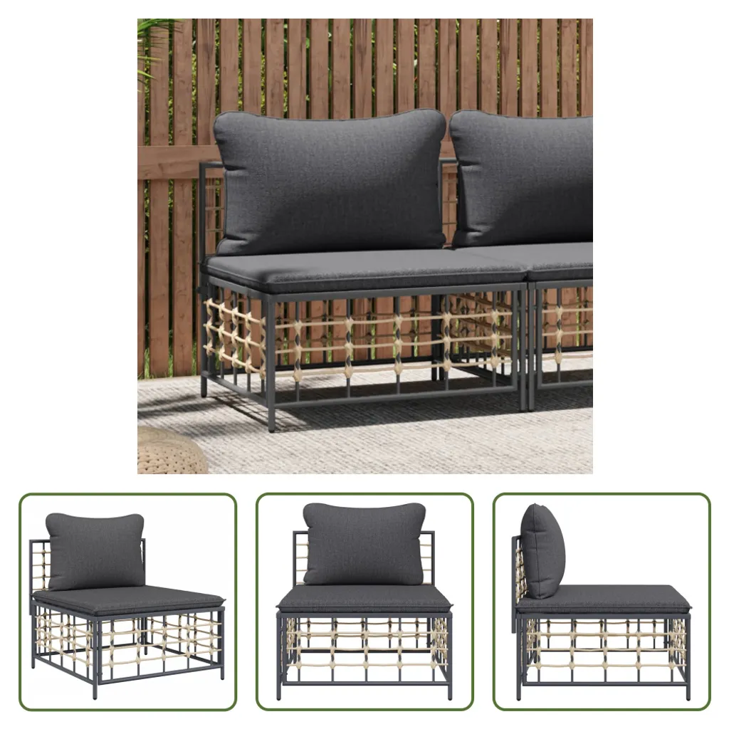 Divano Esterno Comodo per Famiglia Poly Rattan Grigio | The Living Store - 8
