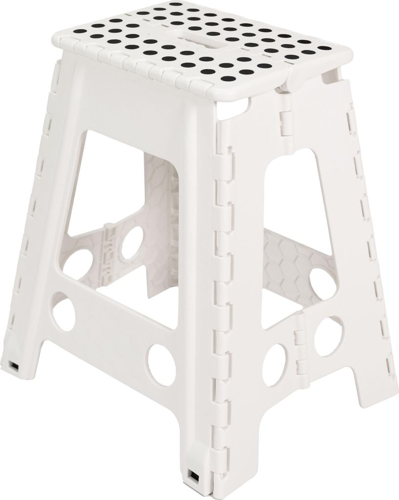 Klapphocker / Tritthocker, 29x22x45 cm, weiß-schwarz