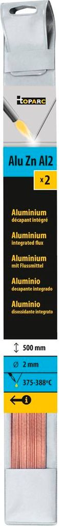 Aluminiumlot Hartlot 2,0 x 500 mm umhüllt 2 Stück Alu Zn Al2