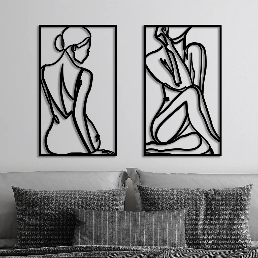 Wallity Metal Art Corpo Donna 42x70 - Nero Minimal Decor Parete