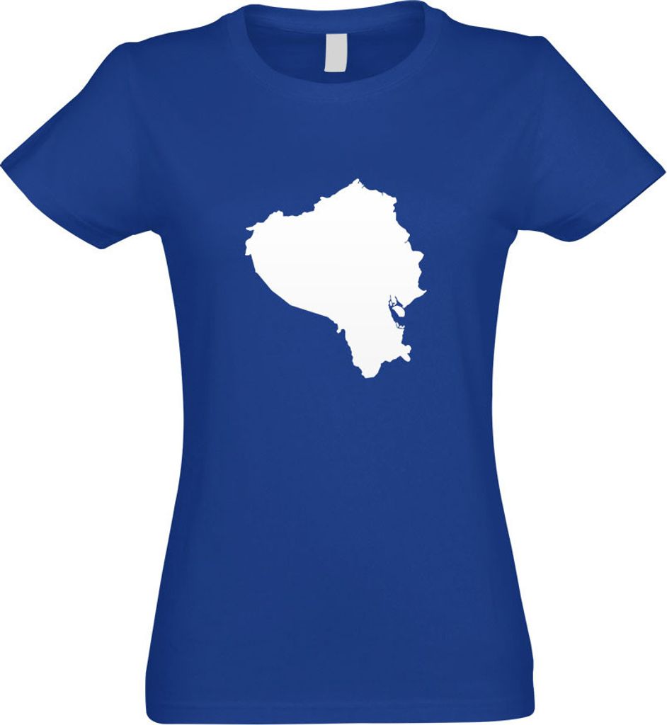 Kiwistar - T-Shirt tailliert - Damen - royal - Ecuador Umriss Kontur - mit Motiv Bedruckt - Funshirt Design - Sport - Freizeit - Damen - L
