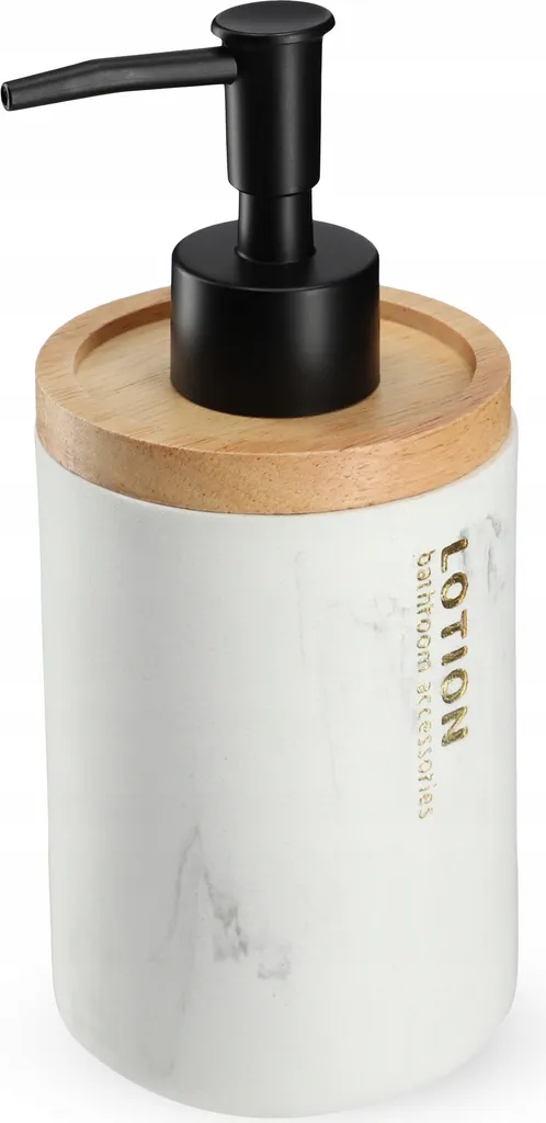 Dispenser Sapone KADAX Colmar Bianco 17,5cm con Coperchio in Bambù