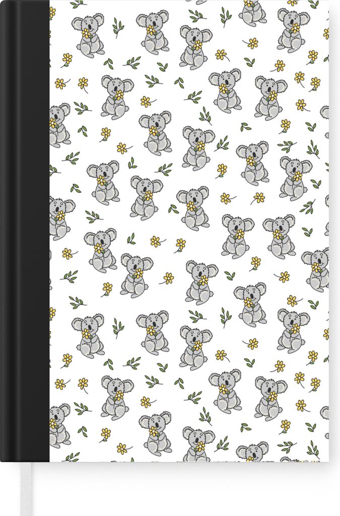 MuchoWow Notizbuch Tagebuch Haushaltsbuch Notebook A5 Koala - Blumen - Muster - Kind - Notizblock - Notizheft - Notebook - Schreibblock - Papier