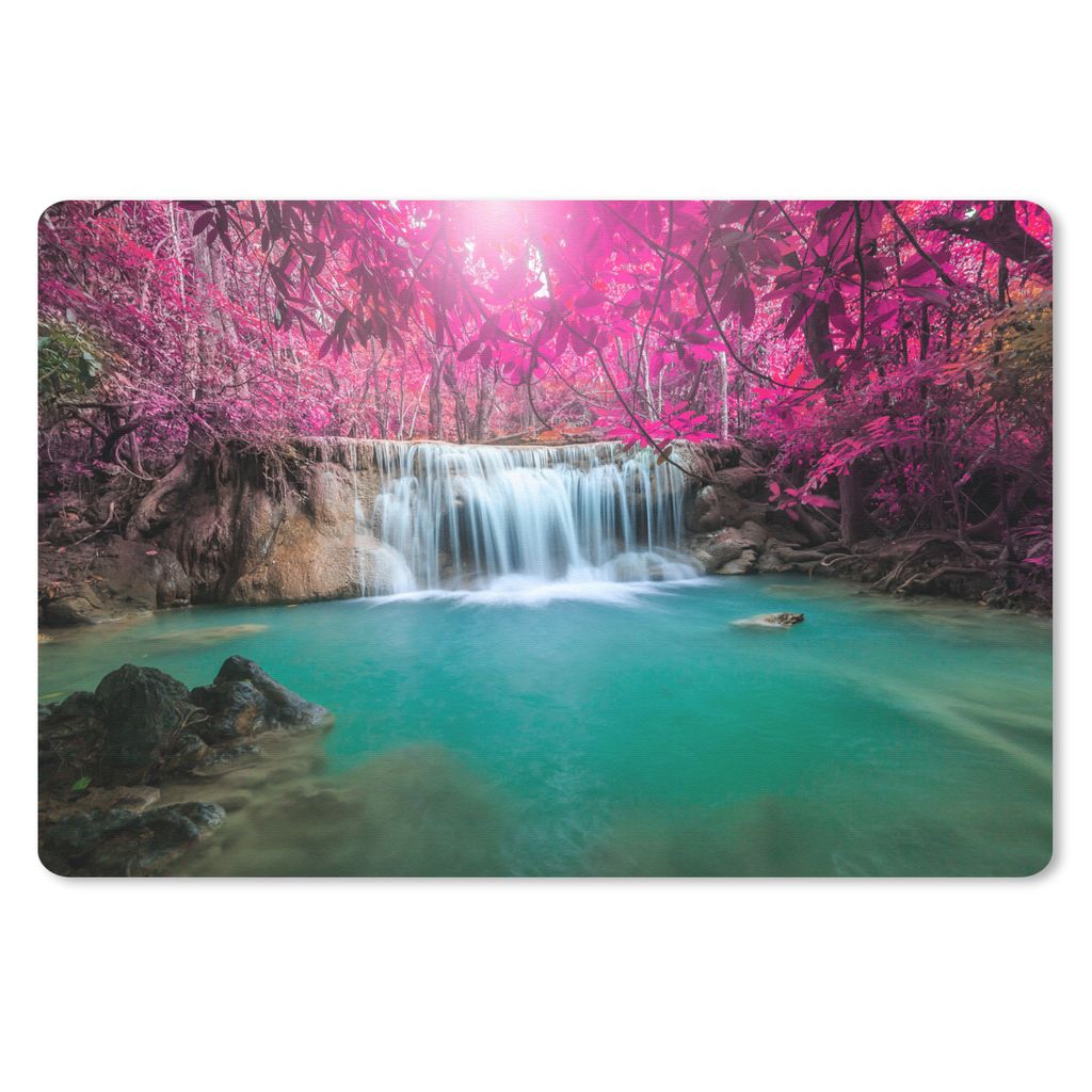 MuchoWow® Mauspad Mousepad Wasserfall - Baum - Rosa - Natur Produktbild 