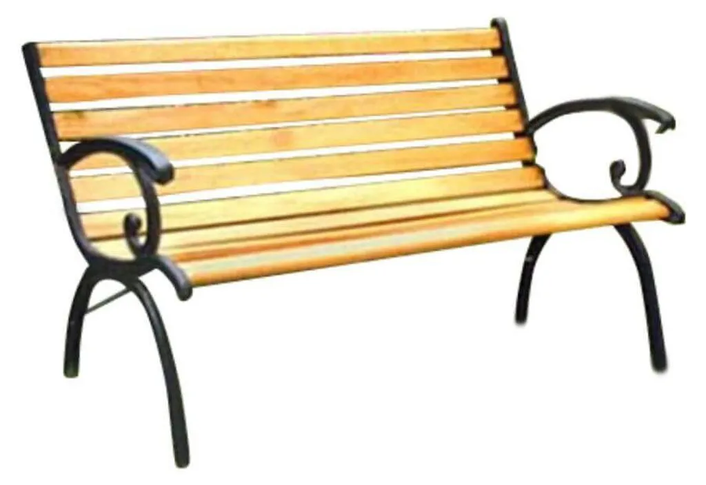 Banc d'extérieur Tigre en bois laqué et fonte robuste - Longueur 120cm
