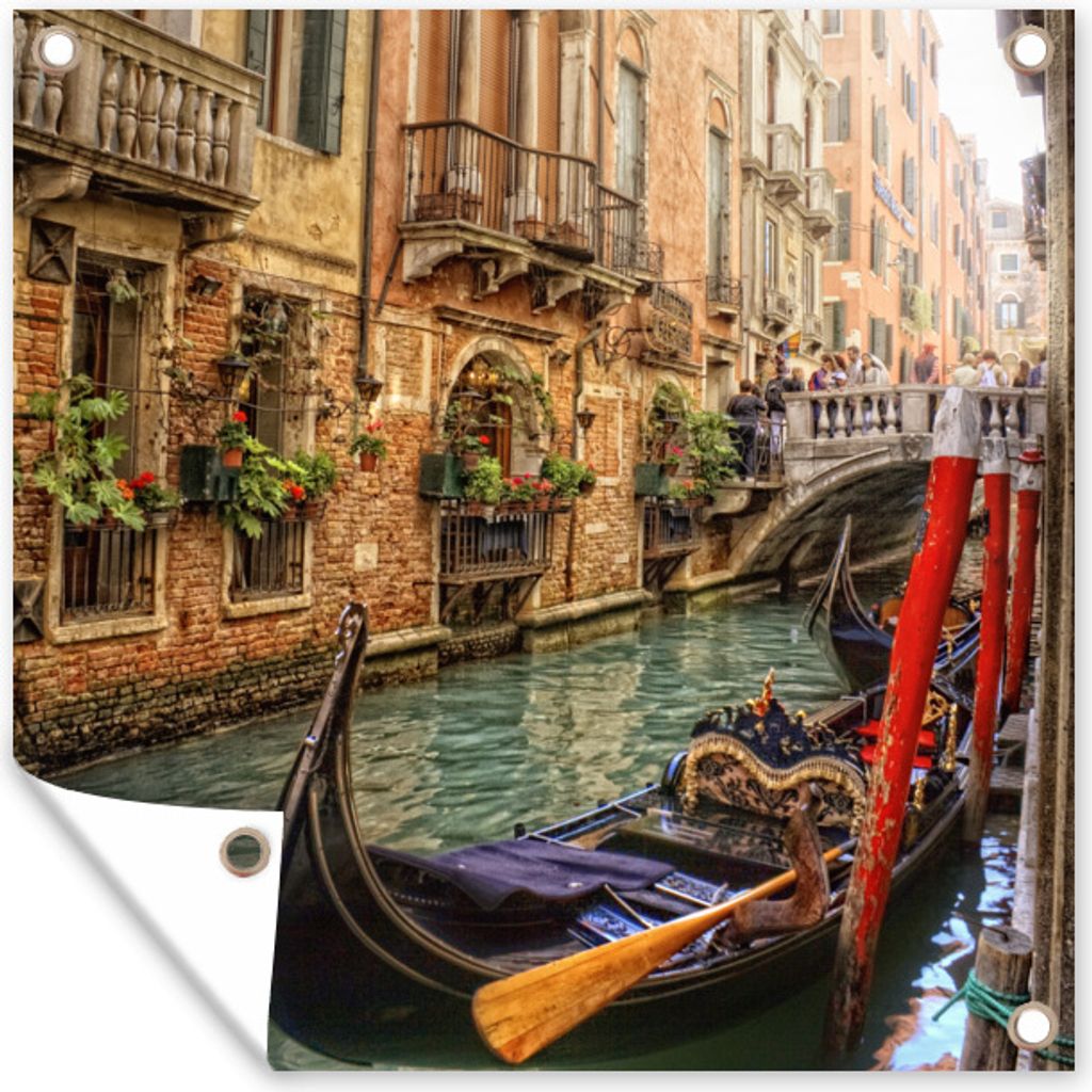 MuchoWow 50x50 cm Outdoor-Poster Gartendeko Sichtschutz Garten Poster für den Garten Venedig - Italien - Gondel
