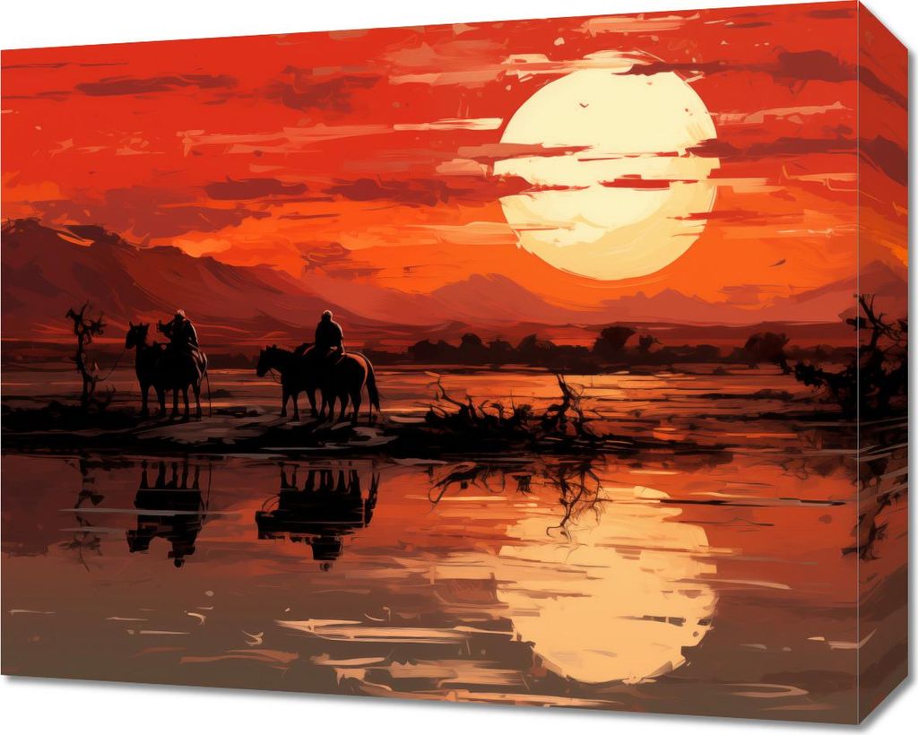 Bild 50x40cm Sonnenuntergang in der Prärie
