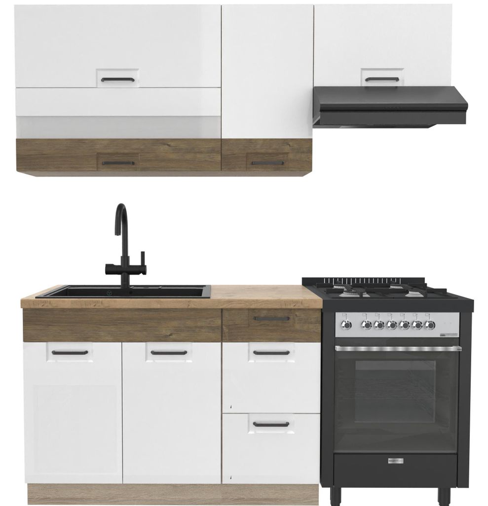 Küchenzeile 180 cm - FAVORIT E - Arbeitsplatte Lancelot Produktbild 