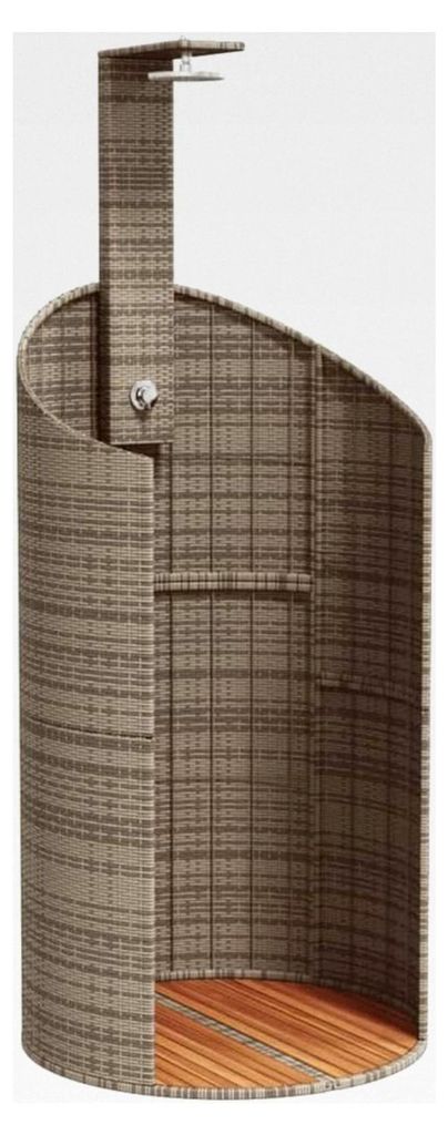 Gartendusche, Außenpooldusche, grau, 100 x 100 x 241,5 cm, Polyrattan, Akazienholz