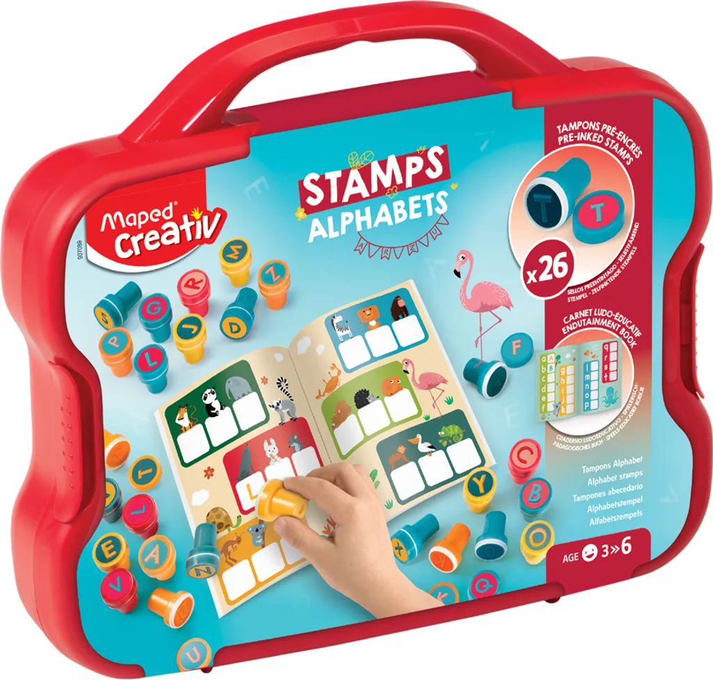 Maped Creativ Set de Tampons Alphabet 26 Lettres avec Encreur Lavable