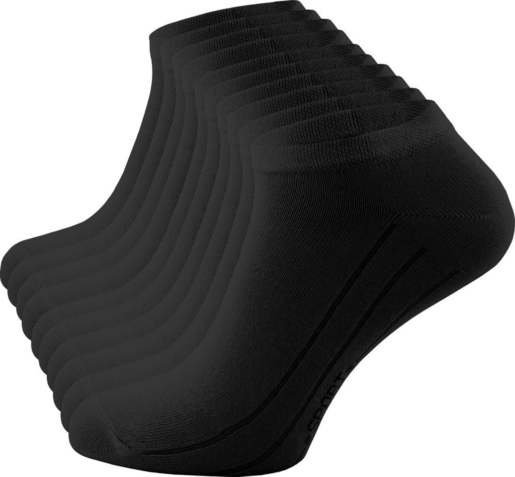 Cotton Prime 10 Paar Damen Sneaker Socken Sportsocken mit Rippsohle 35-38 schwarz