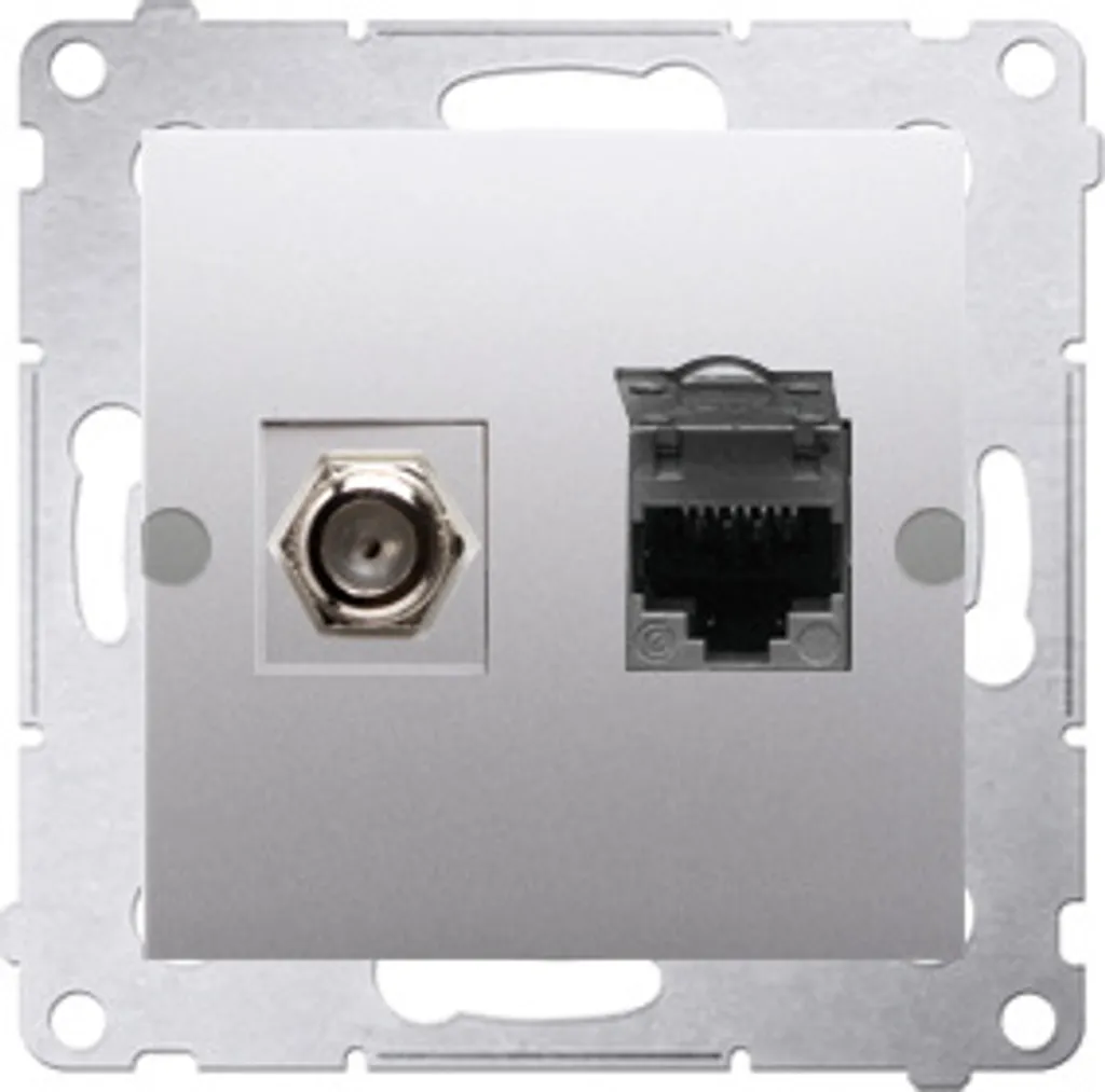 Solution Double Prise SAT et RJ45 Simon 54 Premium Silver - Gain Place