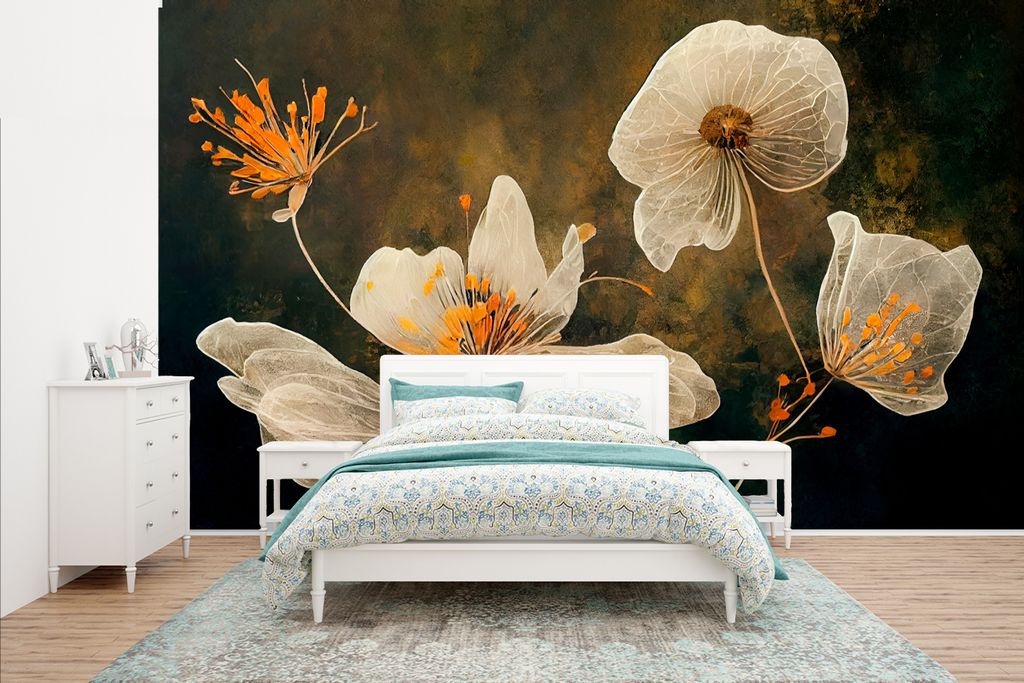 MuchoWow Fototapete für Wohnzimmer oder Schlafzimmer Wandtapete Vinyl Motivtapete Blumen - Pflanzen - Natur - Illustration - 435x260 cm - Kinder...