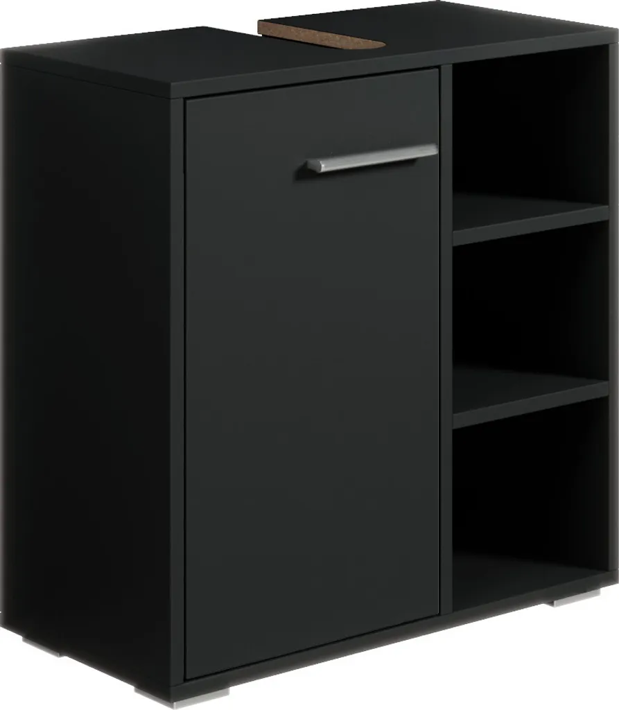 Mobile Bagno Salvaspazio Neptunus Nero | 60x28x60cm Mobiletto Lavabo