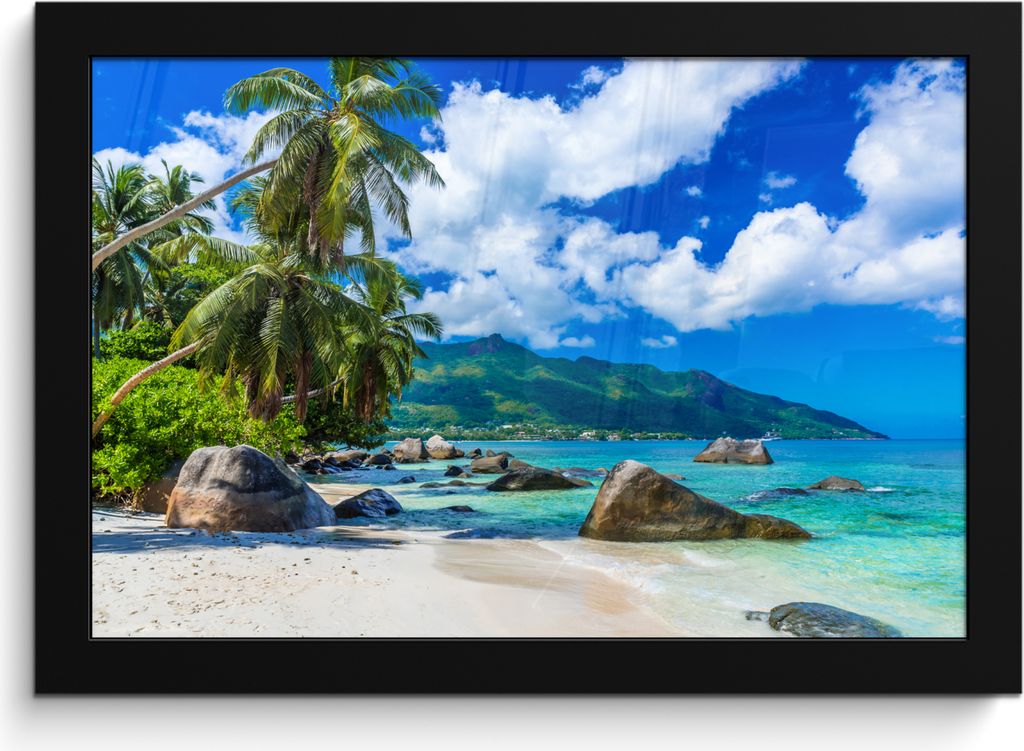 MuchoWow MuchoWow Gerahmtes Poster Strand - Meer - Tropisch 30x20 cm - Poster mit zchwarzem Bilderrahmen - Kunstdruck - Bild-Poster