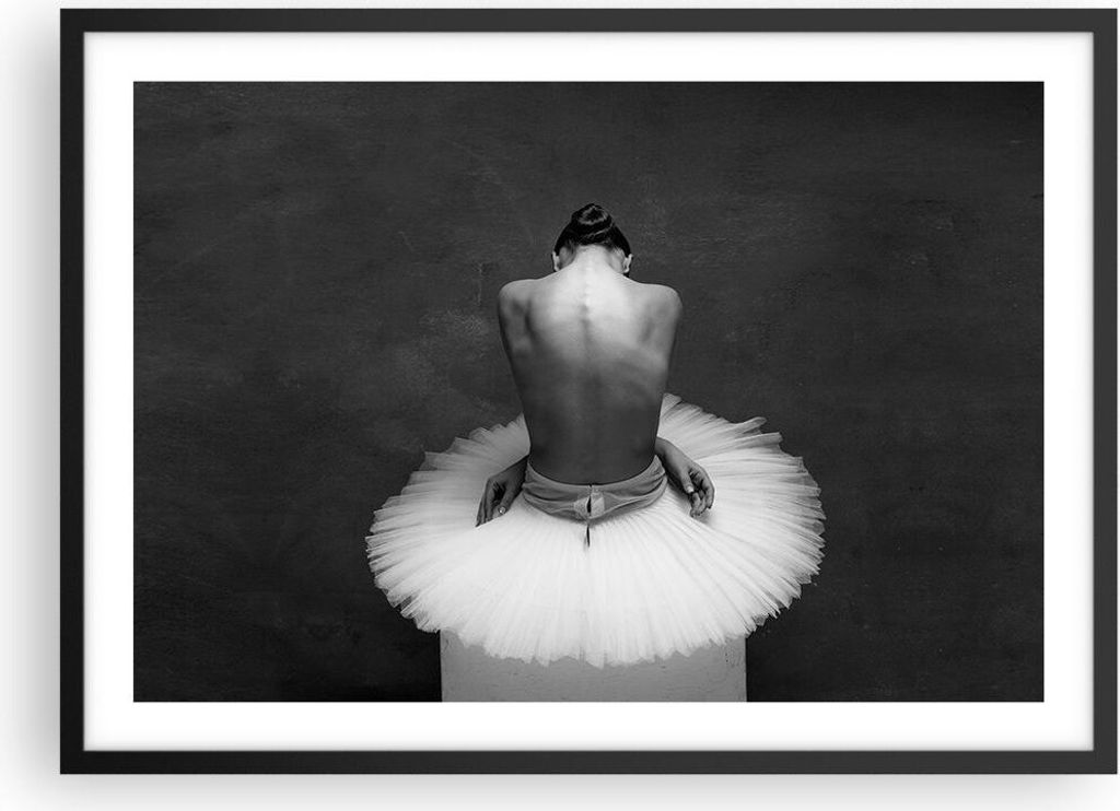 Gerahmtes Poster - Schwarzer Rahmen - Ballerina Rücken Stück - 70x50 cm - Wand Bild - Wanddeko - Wandbilder - Kunstposter - Wandposter - Bilderra...