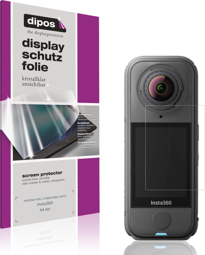 4x Schutzfolie für Insta360 X4 Air klar Displayschutzfolie Folie Display Schutz dipos