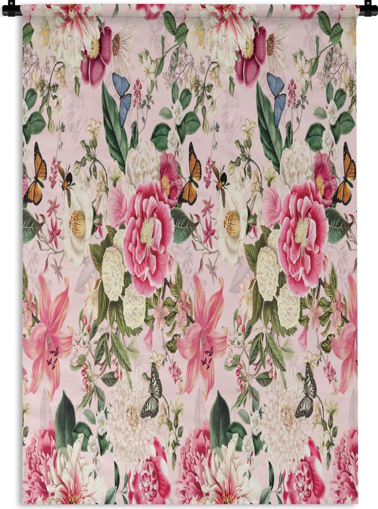 MuchoWow® Wandteppich Wandbehang Blumen - Lilie - Insekten Produktbild 