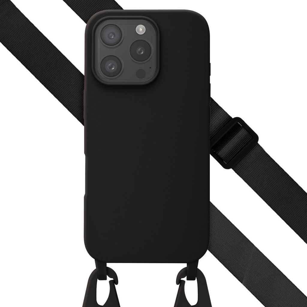 Selencia SilikonHülle mit abnehmbarem Band iPhone 16 Pro - Schwarz