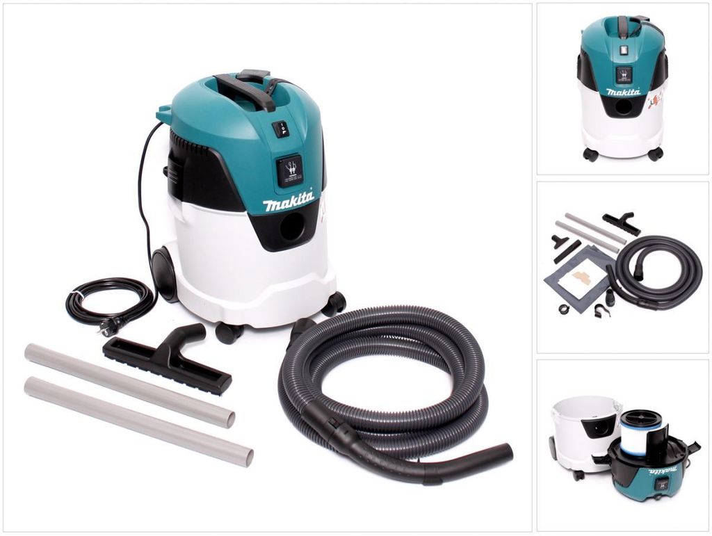 Makita VC2512L, Suchy i Mokry, Czarny, Niebieski, Zdjęcie produktu 