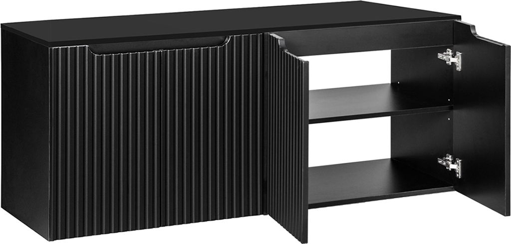 Badezimmer Doppel Waschtischunterschrank 160 cm schwarz 40 cm tief Waschbeckenschrank Badschrank 4 Türen B/H/T ca. 160,4/59,5/40 cm