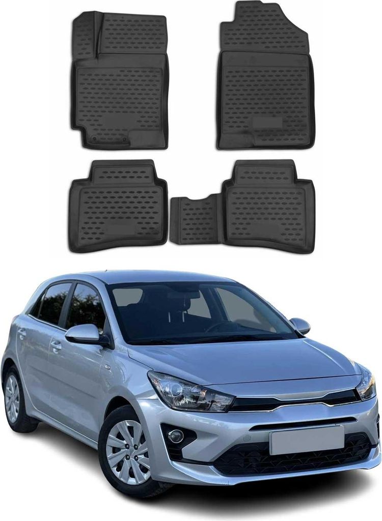 OMAC Gummimatten Fußmatten für Kia Rio 2017-2024 TPE Automatten Schwarz 4x