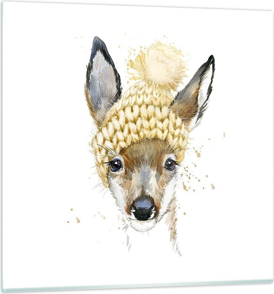 Bilder auf glas - Tier Hut Hirsch modern - 40x40cm - Glasbilder - Wandbilder - Kunstdruck - zum Aufhängen bereit - Wanddekoration aus Glas - Glas ...