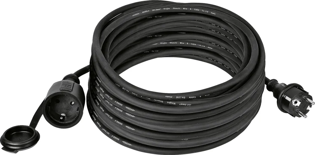 Câble d'extension caoutchouc Heitech 25m IP44 noir pour usage extérieur