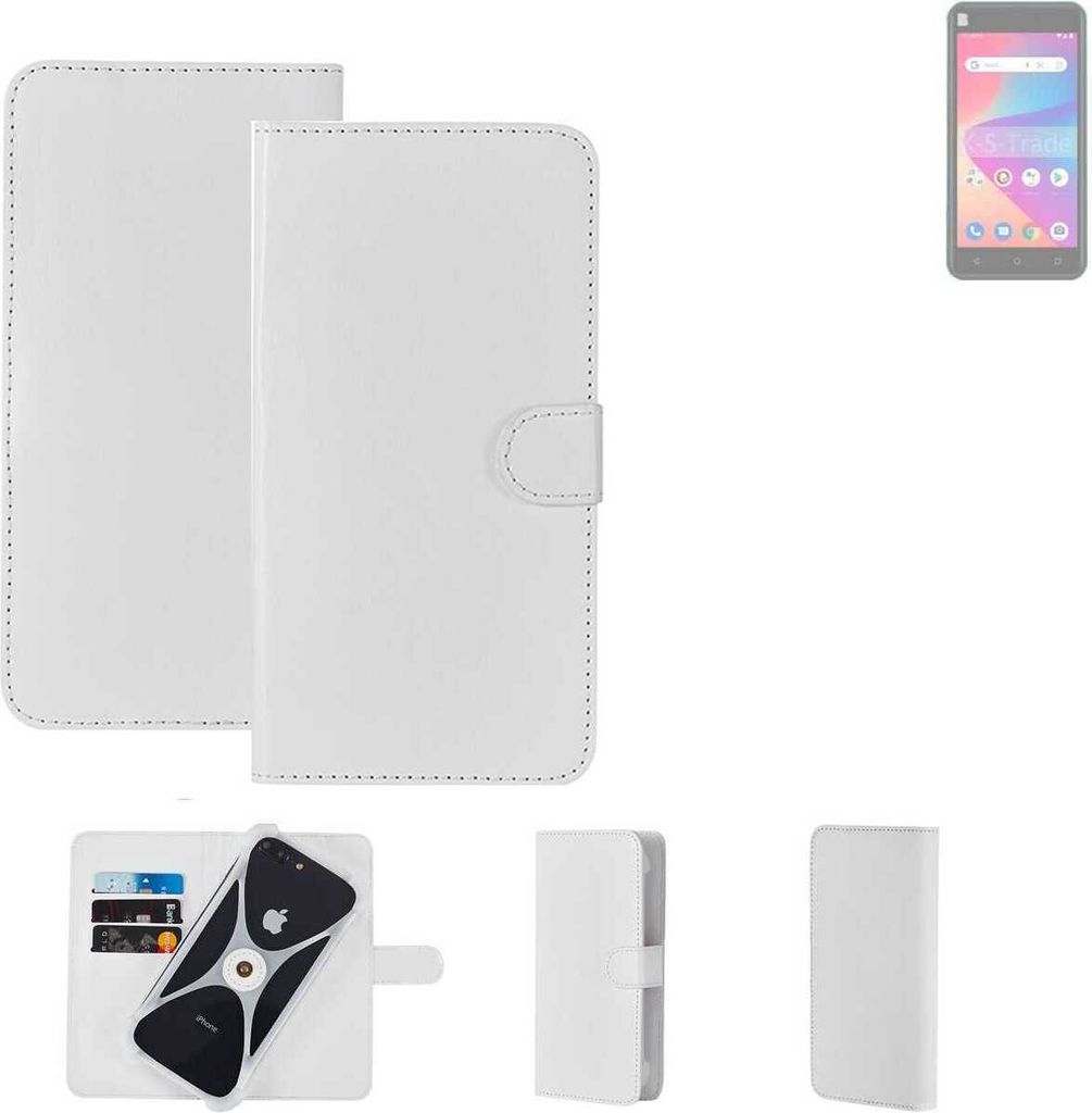 K-S-Trade Handy Hülle Schutz Hülle kompatibel mit BLU Studio X10 2022 Cover Case Bookstyle Bumper weiß 1x