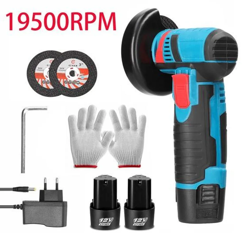 Mini meuleuse d'angle sans fil 12V Lithium-ion 19500 tr/min avec carter