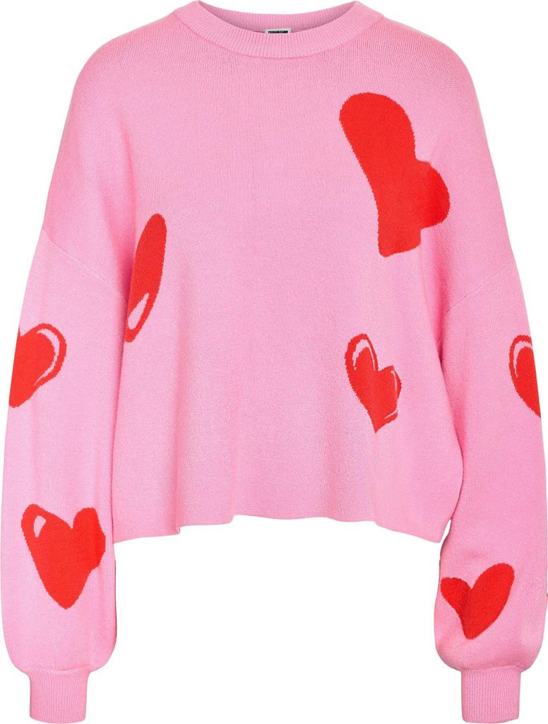NOISY MAY Jacquard Strickpullover mit Rundhals Langarm Rippbündchen Größe: XS