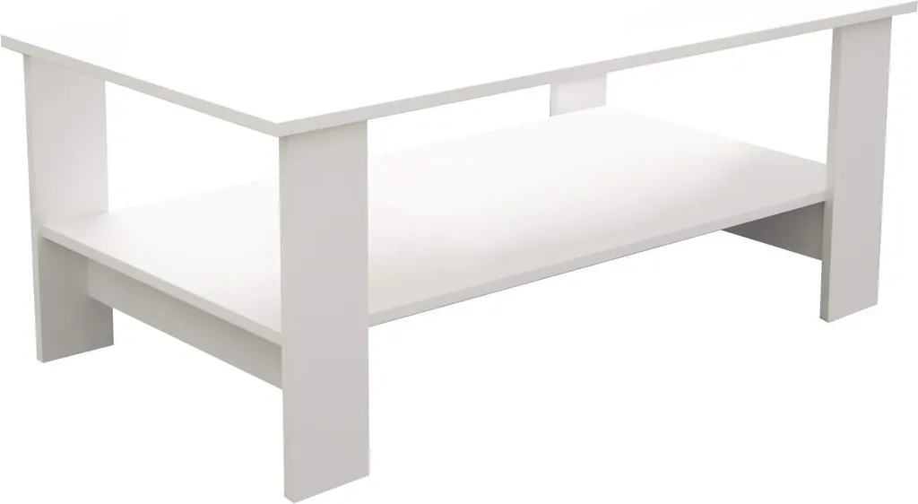 Tavolino Basso Bianco 100x55 cm con Ripiano - Mobile Soggiorno Milani Home