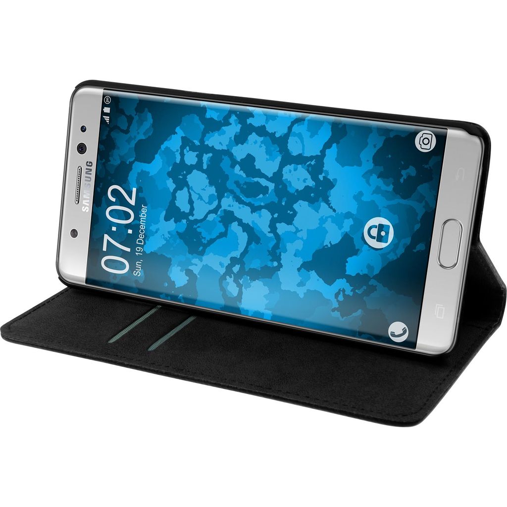PhoneNatic Kunst-Lederhülle kompatibel mit Samsung Galaxy Note FE - Book-Case schwarz Cover