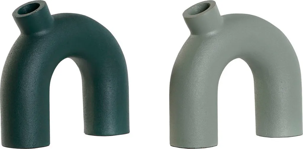 Vase Incassable en Aluminium Vert - Duo Décoratif Esprit 19x5x17 cm