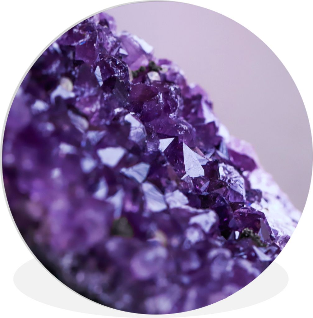 MuchoWow Rundes Wandbild - Runde Bilder Nahaufnahme eines violetten Amethysten Ø 90 cm Kreis Wanddekoration Kunststoff - Wandkreis - Wandschmuck...