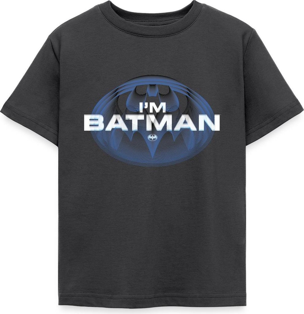 Spreadshirt The Flash I'm Batman Blaues Logo Kinder T-Shirt, 110/116 (5-6 Jahre), Dunkelgrau
