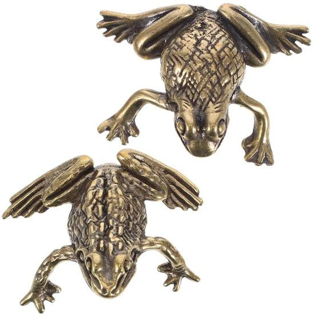 Grenouille en Laiton Faite Main - Figurine Dorée Design en 2 Pièces