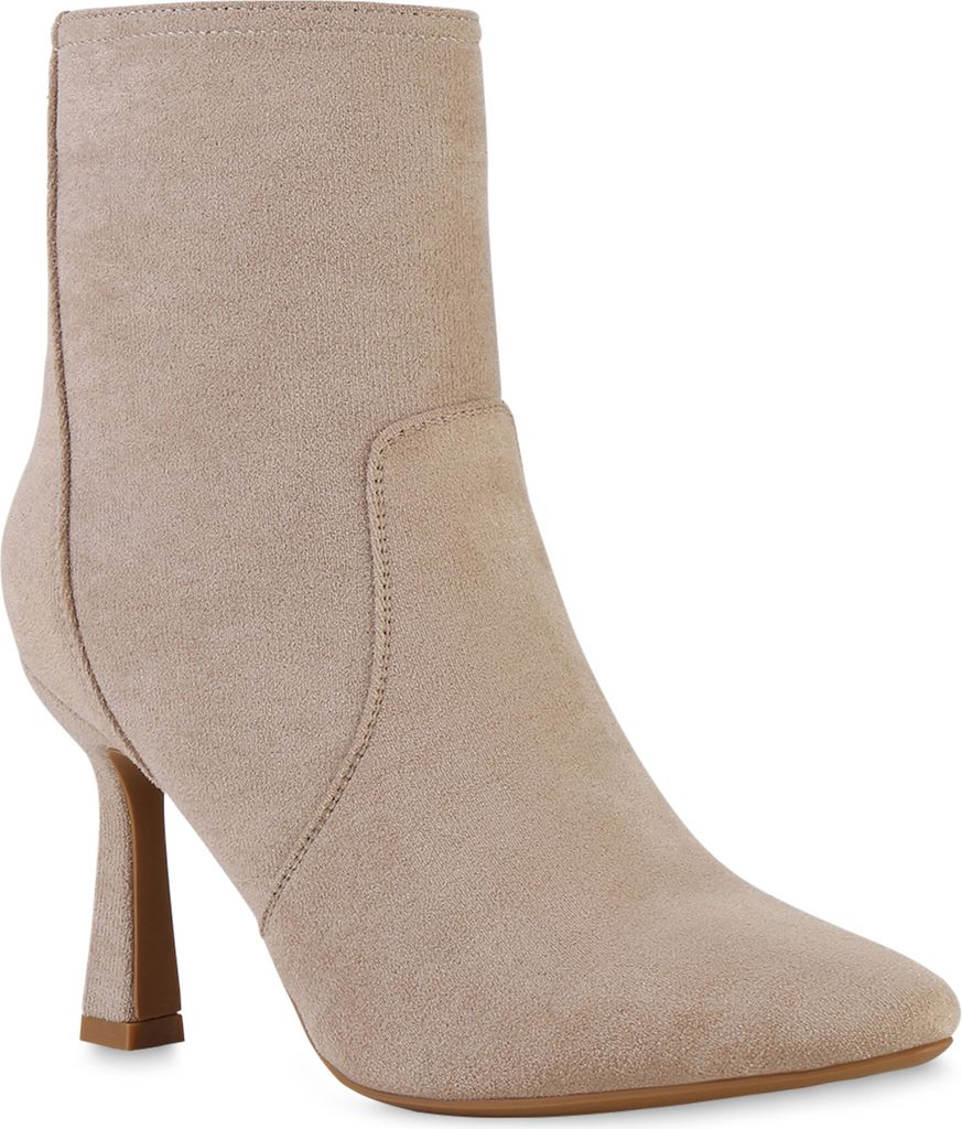 VAN HILL Damen Leicht Gefütterte Klassische Stiefeletten Spitz Schuhe 840742, Farbe: Beige, Größe: 40