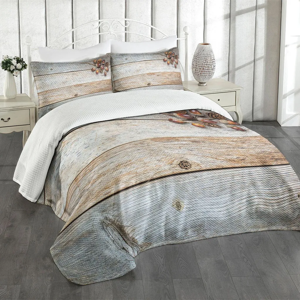 Copripiumino Rustico Autunno ABAKUHAUS - Effetto Legno Marrone 264x220