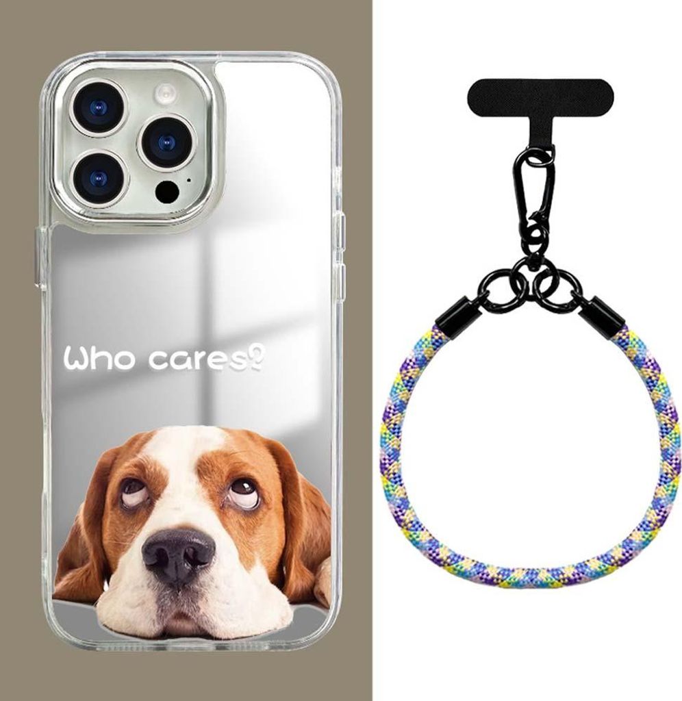 INF iPhone 15 Pro Max Handyhülle mit Spiegel & Hund Design + Handschlaufe