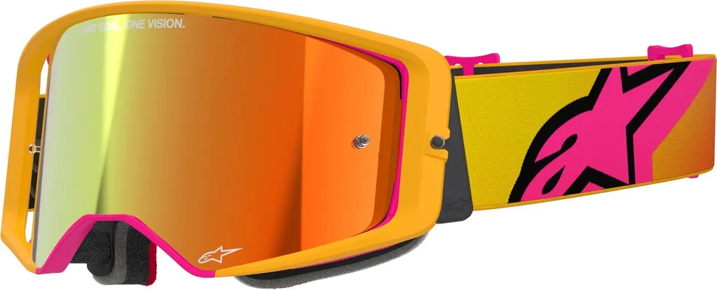 Masque Supertech Corp Alpinestars Jaune et Rose avec mousse triple