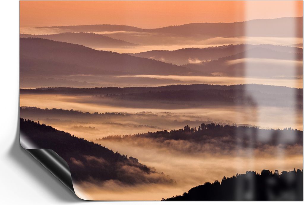 DEQORI Magnetmatte Universal 30x21 cm (A4) 'Nebelberge im Morgenrot' Magnetfolie Kalender Planer