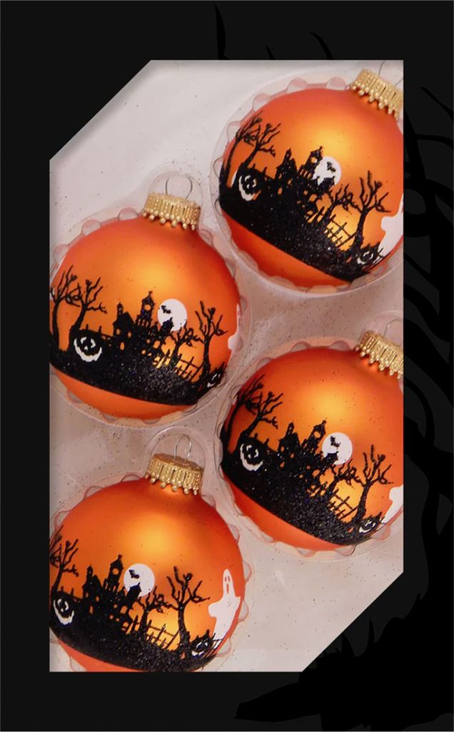 Spooky Friedhof Halloween Glas Weihnachtskugeln Ø6,5cm 8 Stück